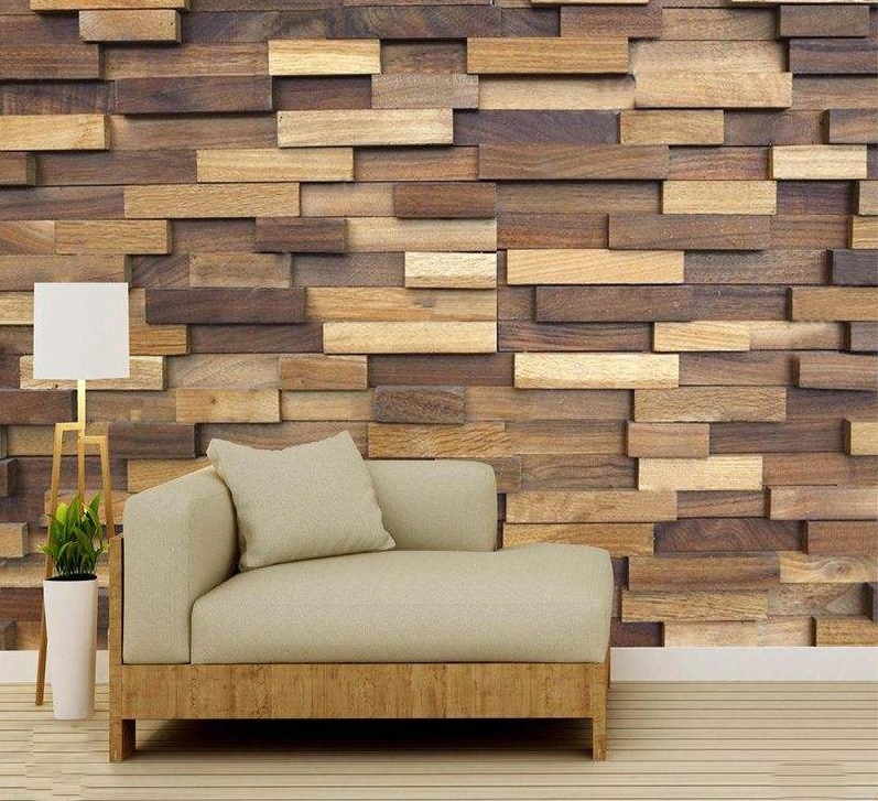 محیطی زیبا با کاغذ دیواری های چوبی 